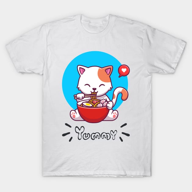 Cat eating noodles T-Shirt by Rdxart